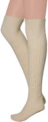 Ecru Tiroler Overknee Kousen (70% wol)