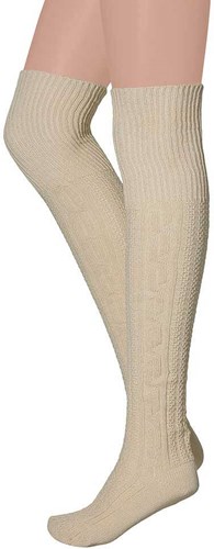 Ecru Tiroler Overknee Kousen (70% wol)