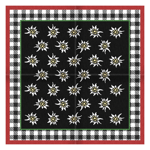 Tiroler Zakdoek - Sjaal Zwart Edelweiss (voorbeeld)