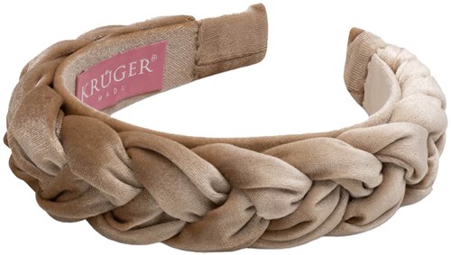 Gevlochten Trachten Haarband Fluweel Beige