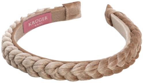 Trachten Haarband Gevlochten Fluweel Smal Beige