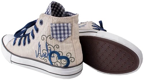 Dames Tiroler Trachten Sneaker Hart Blauw (achterkant)