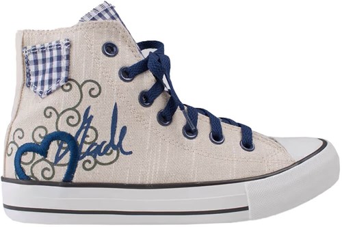 Dames Tiroler Trachten Sneaker Hart Blauw (zijkant)