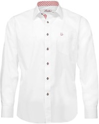 Tiroler Trachten Slimfit Overhemd (Witte-Rode blokjes)