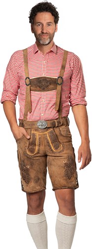 Lederhose Geitenleer Retro Bruin met Riem