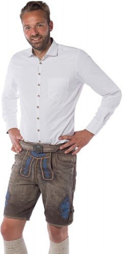 Heren Lederhose Gaudi Kort Blauw (Runderleer)