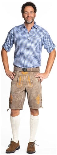Lederhose Heren Kort Gaudi Oranje (Runderleer)
