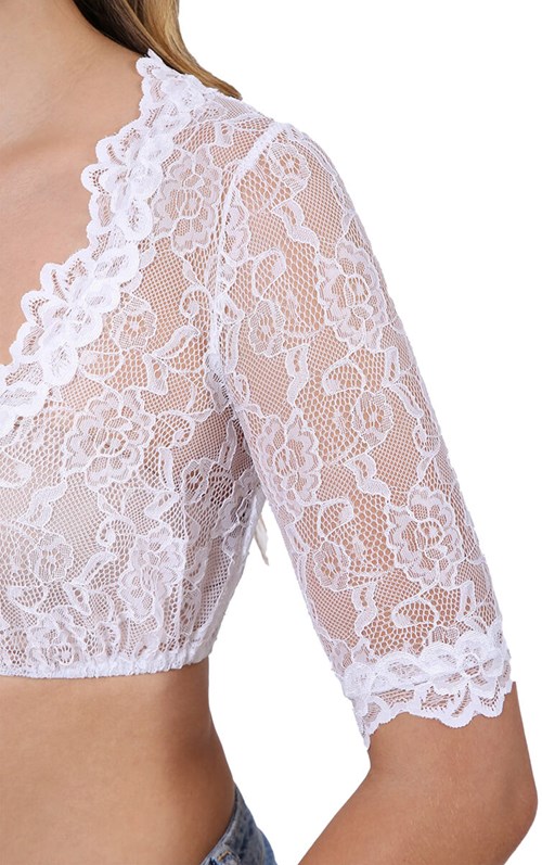 Dirndl Blouse Cassandra Wit (detail mouw)