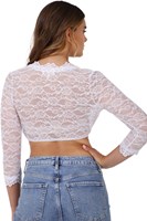 Dirndl Blouse Cassandra 3/4 Mouw Wit (achterkant)