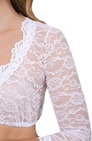 Dirndl Blouse Cassandra 3/4 Mouw Wit (detail schouder)
