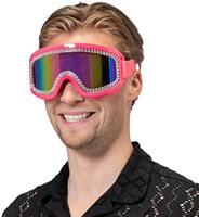 Skibril Olieglas Neon UV Pink met Strass (1)