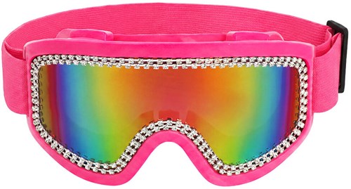 Skibril Olieglas Neon UV Pink met Strass (product)