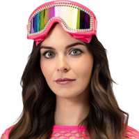 Olieglas Skibril Neon UV Pink met Strass