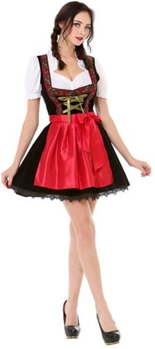 Letitia Dirndl Rood/Zwart voor dames