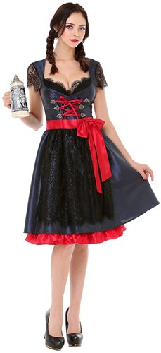 Dames Dirndl Ariane Blauw-Rood 