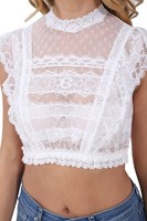 Dirndl Blouse Malea Ecru (detail borst)