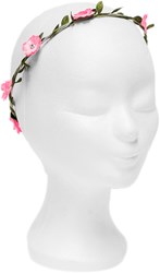 Bloemenhaarband Roze met Strass Diamantjes