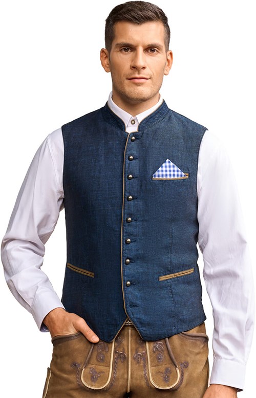 Trachten Tiroler Vest Platzhirsch Donker Blauw