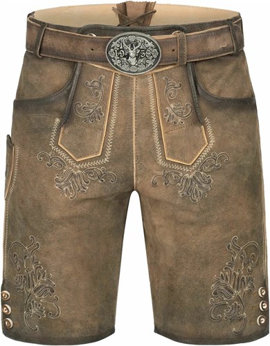Lederhose Geitenleer Herakles Bruin met Riem