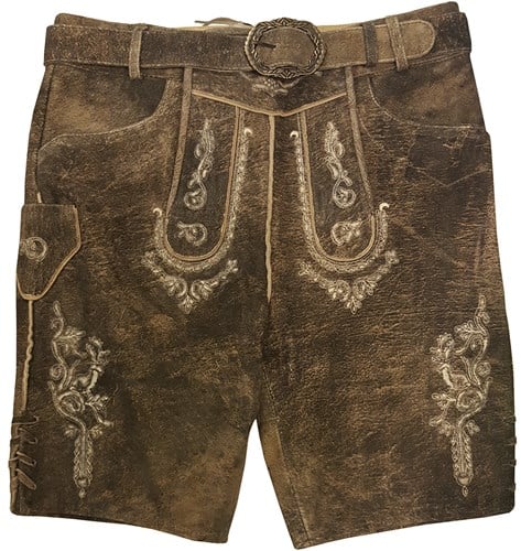 Heren Lederhose Geitenleer Kort Braun-Antiek 