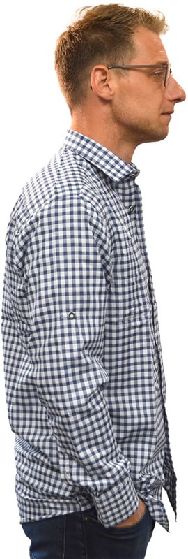 Tiroler Blouse Heren Donkerblauw-Wit (zijkant)