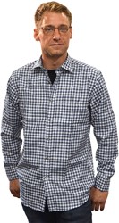 Heren Tiroler Blouse Donkerblauw-Wit