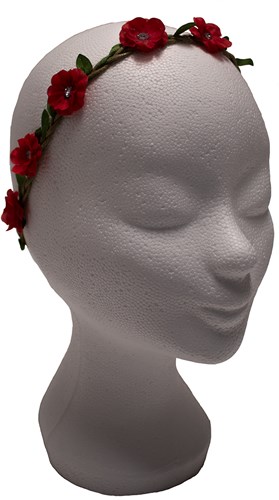 Bloemen Haarbandje Rood met Strass