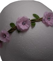 Haarbandje met Bloemen Roze met Strass (detail)