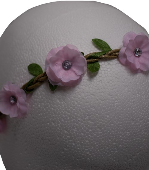Haarbandje met Bloemen Roze met Strass (detail)