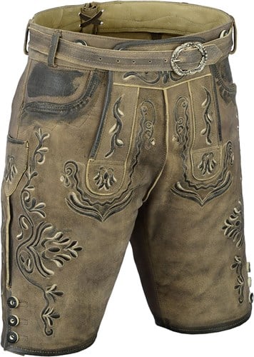 Heren Geitenleren Lederhose Kort model Grijs