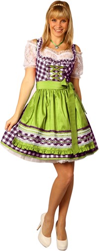 Dames Dirndl Esther Luxe Paars/Limegroen (50cm) 