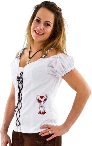 Dames Tiroler Blouse Wit Luxe