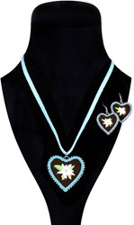 Turquoise Dirndl Ketting en Oorbellen Hart