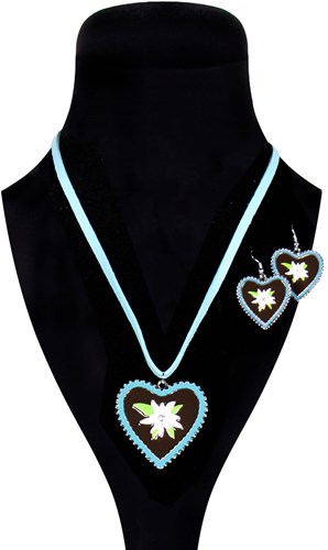 Turquoise Dirndl Ketting en Oorbellen Hart