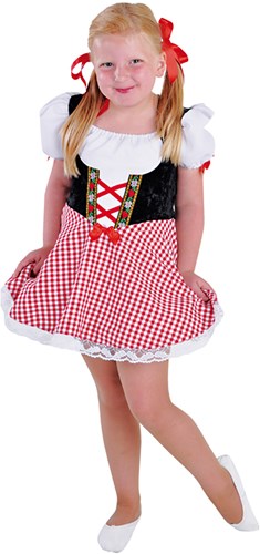 Meisjes Dirndl Jurkje Rood-Zwart