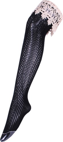 Zwarte Romance Overknee Kousen (met Kant)
