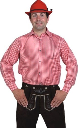 Rood/Wit Geruit Tiroler Overhemd