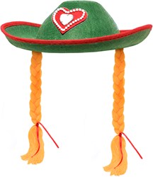 Groene Tiroler Hoed Groen (met vlechten) voor dames