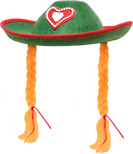 Groene Tiroler Hoed Groen (met vlechten) voor dames