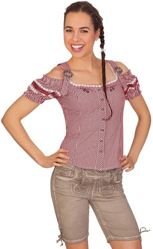 Luxe Trachten Blouse Britt-Maren Wijnrood 