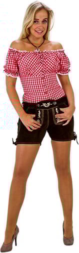 Lederhose Dames Kort Luxe Bruin 