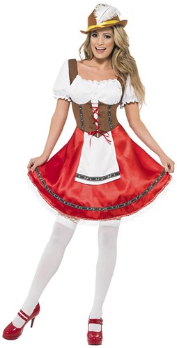 Sexy Dirndl Jurkje Rood-Bruin