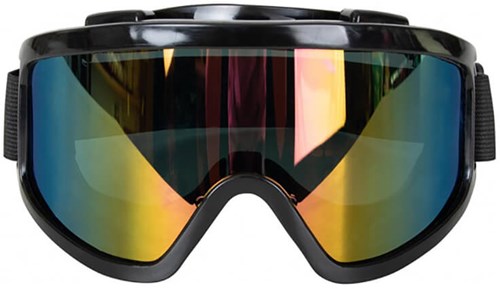Skibril Zwart met Regenboog Olieglas