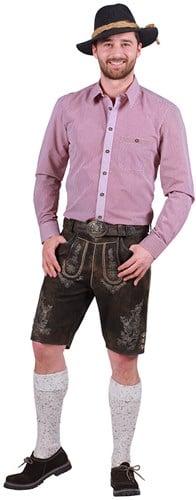 Lederhose Kort Heren Donkerbruin met riem (geitenleer)