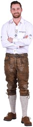 Middelbruin Heren Lederhose 3/4 met riem (geitenleer)