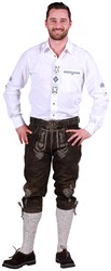 Donkerbruin Heren Lederhose 3/4 met riem (geitenleer)