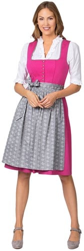 Luxe Dirndl Jeanne Pink-Grijs (65cm) 2dlg.