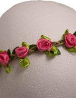 Haarbandje Bloemen Pink Satijn (detail)