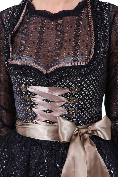 Dirndl Taina Zwart-Goud (50cm) (detail borst)