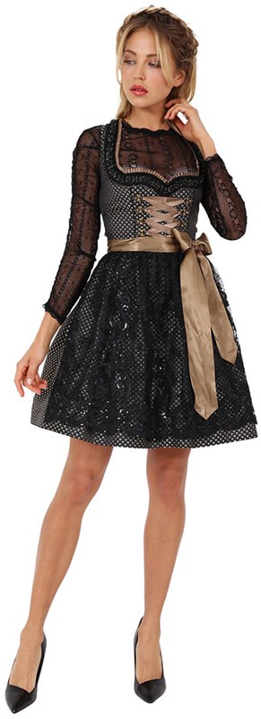 Taina Dirndl Zwart-Goud (50cm)